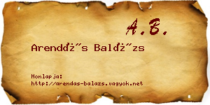 Arendás Balázs névjegykártya