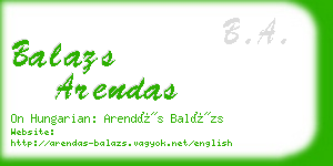 balazs arendas business card
